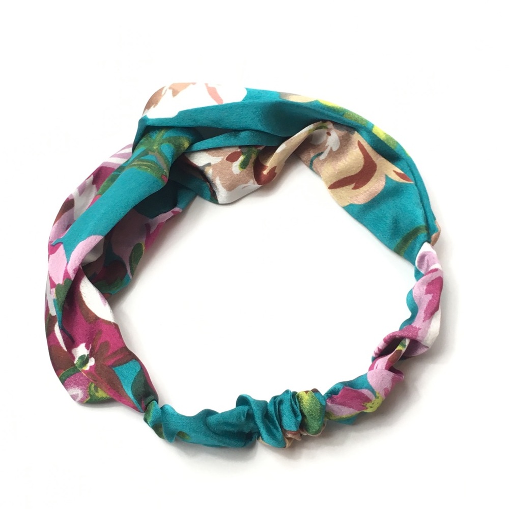Teal Floral Boho Twist Headband - Picture 2 of 8